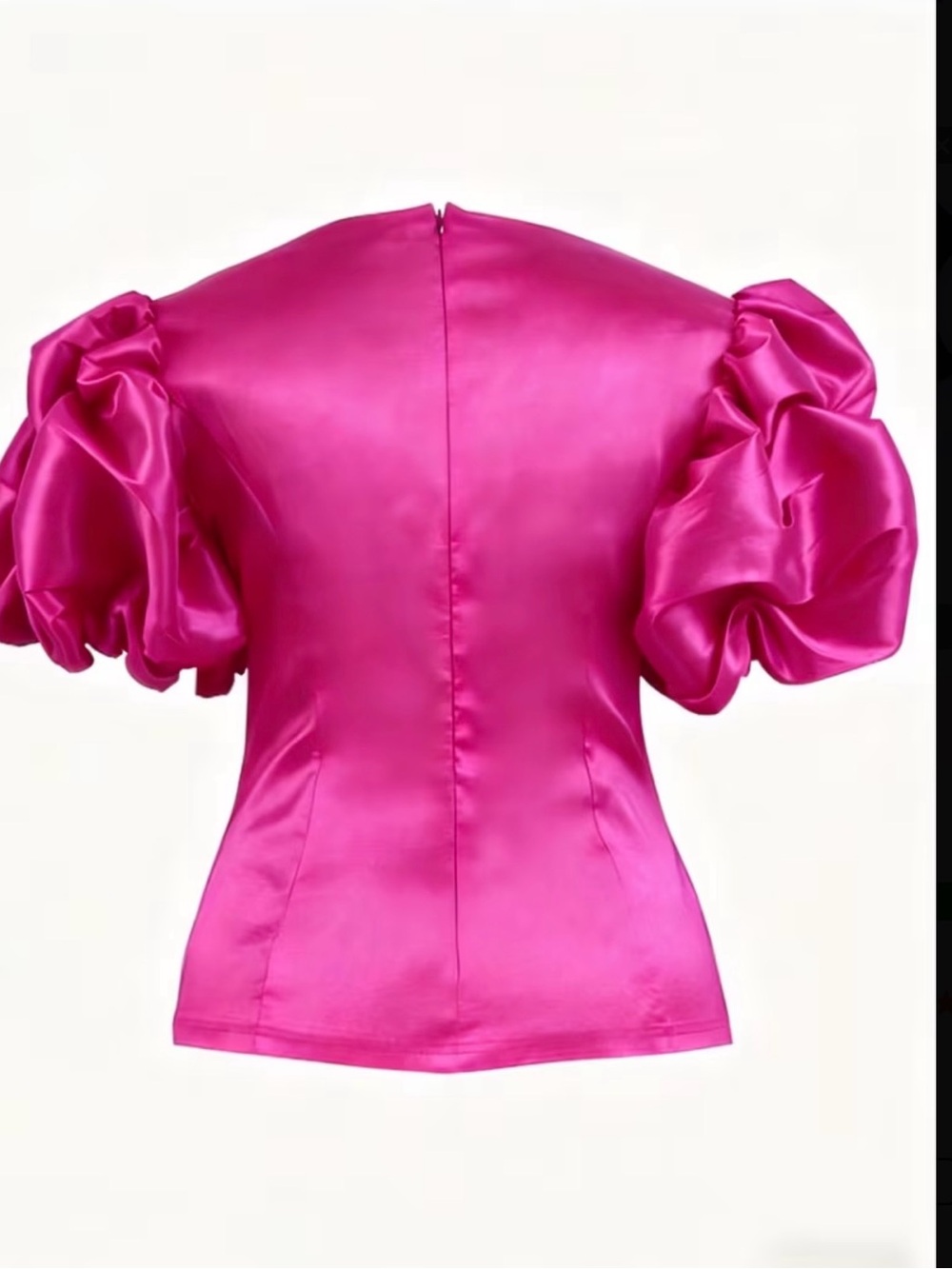 🔥Women's Ruffle Sleeve Peplum Top - Hot Pink - Picture 3 of 5